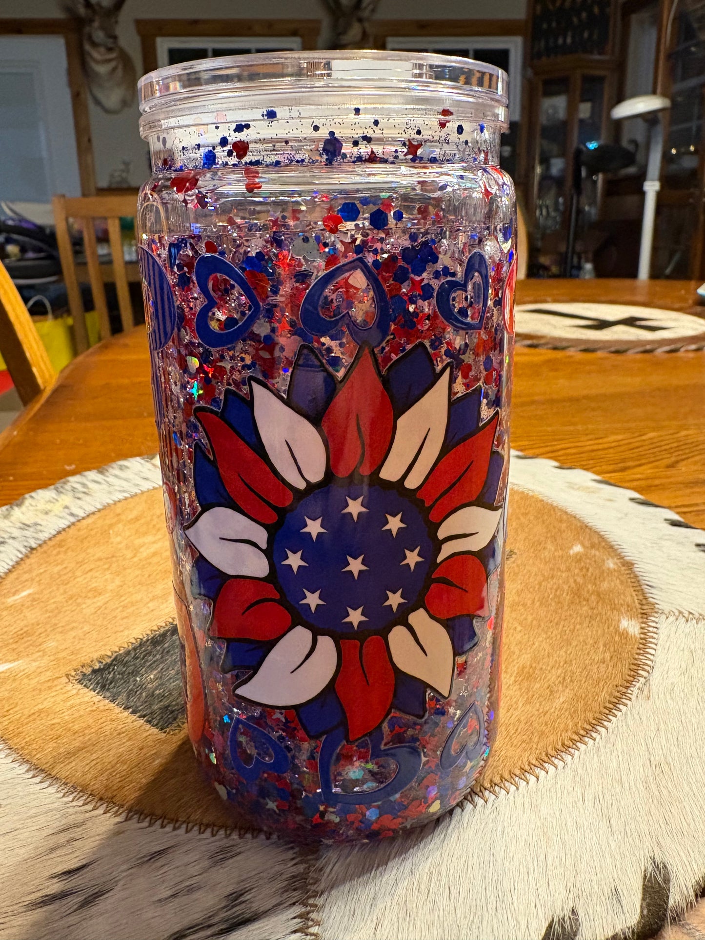 Patriotic Sunflower & Hearts Tumbler